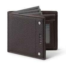 VULKIT Cartera Bifold de Hombre Cartera de Piel Genuina con Bloqueo RFID, Múltiples Ranuras para Tarjetas y Doble Ventana para el DNI Cartera de Uso Diario - Cuero de grano completo- Espresso - Ver 1