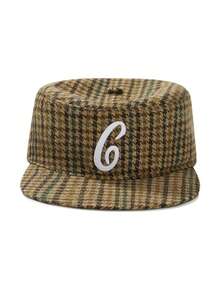 1 pieza Gorra de béisbol estilo americano para mujer con parte superior plana, vintage, letra 3D, diseño de pastillero, estampado de pata de gallo, unisex - A - Ver 10