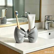 Bow-Shaped Toothbrush Holder, No-Installation Plastic Storage Stand, Bathroom Bedroom Pen Toothbrush Display Ornament - Multicolor - View 8