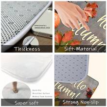 1 pieza/2PCS/3PCS Alfombras de piso de otoño, impresas con hojas de arce, calabazas y letras "Hola Otoño". Antideslizantes, absorbentes de agua y lavables a máquina. Decoración de estilo rústico para cocina, sala de estar, pasillo, baño y entradas - Multicolor - Ver 3