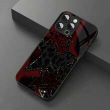 An Elegant Phone Case That Does Not Include A Lanyard Or Stand. This Shockproof, High-End, And Stylish Glass Phone Case Features A Vintage Floral Leopard Print And Intertwined Flowers. It's Compatible With [Brand Name Missing] And Made Of Tempered Glass, Making It A Perfect Spring Gift. - 黑色 5 - 查看 1