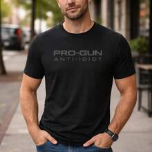 Camiseta táctica Pro-Gun Anti-Idiot, Camiseta de la Segunda Enmienda, Camiseta de algodón para hombre con estampado gráfico Pro-2A, Prenda con mensaje contundente, Regalo para defensores de los derechos de la Segunda Enmienda - Negro - Ver 3