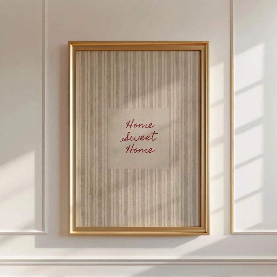 1件裝 帶框/不帶框 Home Sweet Home 語錄 舒適鄉村風帆布海報 綠色格紋雞 Cottagecore 壁畫印刷 農場風美學裝飾 捲軸畫 適用於廚房、客廳、臥室、現代家居裝飾