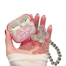 1 buah Casing Earphone Kupu-kupu Berkilau Kompatibel dengan Pro3 Pro2 Pro 3 2 1 Transparan Modis untuk Perempuan dengan Gantungan Kunci Kupu-kupu Kristal - Baby Pink - View 7