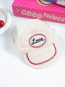 PETCIRCLE 1pc Pet Hat Pet Supplies Spring/Summer New Dog Sun Hat Small Dog Baseball Cap LOVE Baseball Cap - Multicolor - View 3