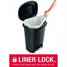 Rubbermaid Classic - Papelera de alta calidad de 13 galones con tapa y pedal de acero inoxidable cubeta de basura para cocina hogar oficina cochera - Negro 10 piezas - Ver 6