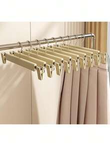1/5/10pcs Pants Hanger Clips, Non-Slip No-Mark Pants Clips For Home And Clothing Store, Specialized For Hanging Pants, Dresses And Drying - Khaki - View 1