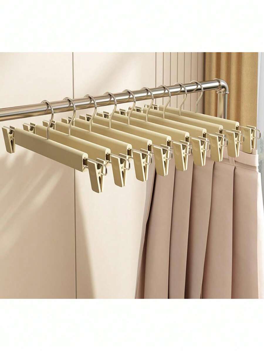 1/5/10pcs Pants Hanger Clips, Non-Slip No-Mark Pants Clips For Home And Clothing Store, Specialized For Hanging Pants, Dresses And Drying - Khaki - View 1