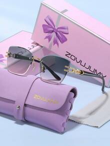 ZOVUJUMY Luxury Frameless Cut-Edge Sunglasses, Exquisite Metal Carved Temples, Slimming Women's Versatile, Daily Commute, Date Shopping, Suitable For Various Style Outfits Elegant Women's Holiday Gift - Multicolor - View 14