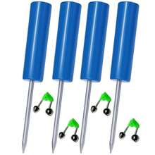 5pcs/Set Ground Fishing Rod Holder/Fishing Rod Stand + 4pcs Free Alarm Bells, Shore Fishing Rod Support Stand, Reinforced PVC Material, Suitable For Outdoor Fishing, Black Pit, Freshwater, Saltwater - Multicolor - View 7