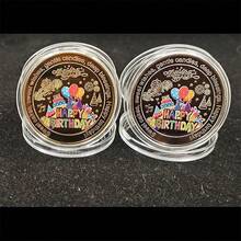 1pc Birthday Gold Coin, Gold-Plated Coin, Suitable For Gift, Birthday Gift, Comes With Acrylic Anti-Oxidation Protective Case - Multicolor - View 9