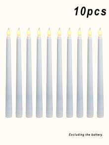 1-12pcs LED Flameless Flickering Candles, Battery Operated LED Taper Flickering Candles, Flameless LED Electronic Candles, Realistic Candles, Suitable For Wedding Decoration, Party, Dining Table, Home, Room, Christmas Decoration, Thanksgiving Decoration, Halloween Decoration - White - View 19