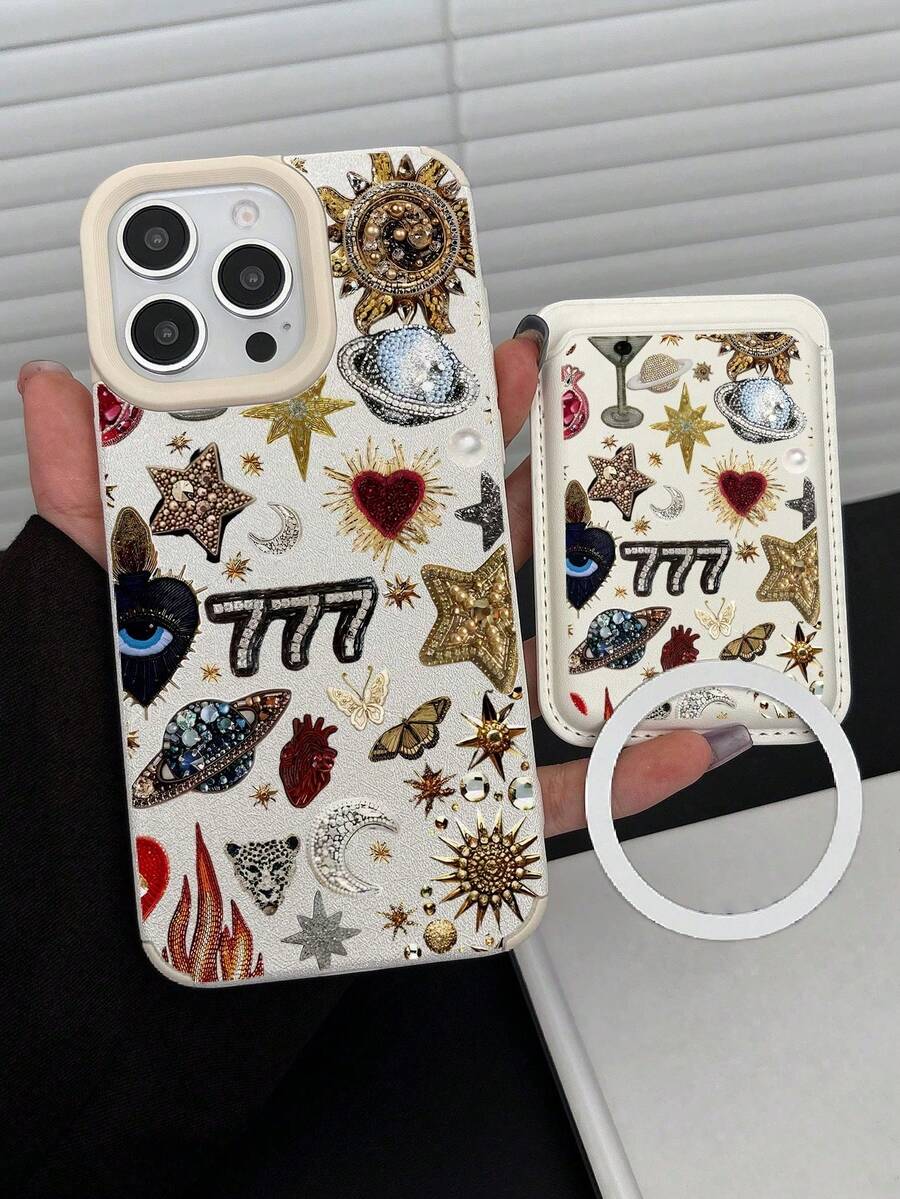 1 Stylish Phone Case. Does Not Include Lanyard Or Stand. Free Shipping. Local Delivery. Liquid Silicone TPU Protective Phone Case, Full Body Protection From Shocks And Drops, Abstract Design With Glitter, Compatible With 13/11/17/1. - 白色的 - 查看 1