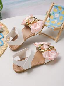 Nuevas sandalias infantiles con lazo de cadena, diseño de cierre de gancho y bucle, adecuadas para fiestas de cumpleaños, crean un ambiente elegante y sofisticado - Blanco - Ver 6