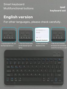 适用于 iPad 的旋转保护键盘套，兼容 iPad 第十代，采用 PU 皮革材质，适用于 iPad 10.2 英寸、9/8/7 英寸、Air 3/10.5 英寸、Pro 11 英寸（2018/2020/2021/2022 年款），配备亚克力背板和 Apple Pencil 插槽，适用于 iPad (A16) 11 英寸第十一代（2025 年款），支持 3 档角度调节，兼容 iPad Air 4/5/11 英寸 (M2) 2024 年款/(M3) 2025 年款，内置 150mAh 电池 - 黑色 - 黑色 - 查看 10