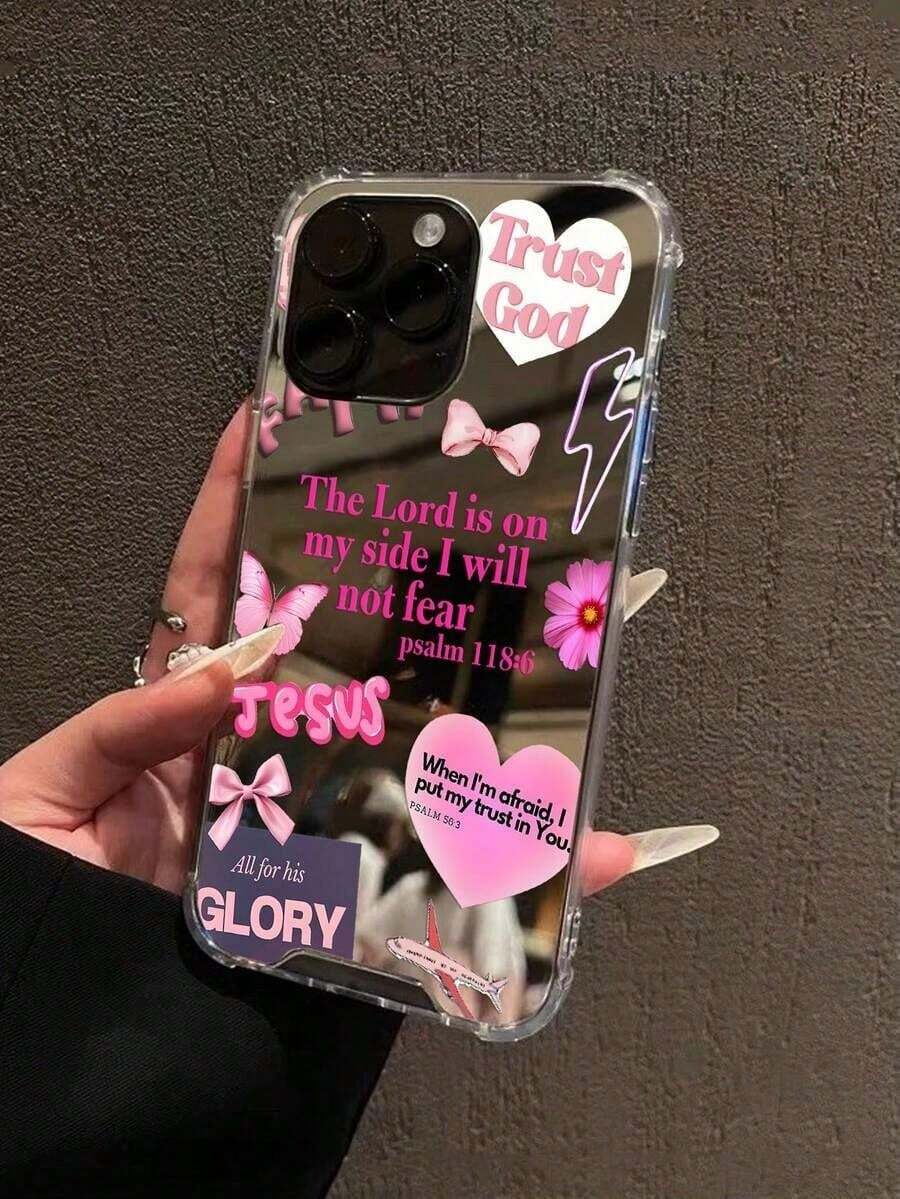 1 Stylish Phone Case (Does Not Include Lanyard Or Stand) Pink Mirror Or Shockproof God Bless Mirror Phone Case Compatible With 13/11/17/16/14/15/15 Pro/15 Plus/15 Professional/Plus/8 Plus/X/Xs/Xr/11 Pro/12 Pro/13 Pro/14 Pro/12/13/11 Professional/12 Professional/13 Professional/14 Professional/14 Plus/17 Pro/17/6/6s Plus//8/16 Pro/16 Plus/16 Professional/SE2/17 Professional/A54/A14/A12/A13/A15/A32/A33/A24/A52S/S2 - 款式1(1件) - 查看 1