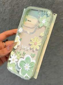 1 buah Casing Ponsel 2-in-1 Motif Bunga Hijau Kompatibel dengan Apple 17/17Pro/17promax/16/16Pro/16Promax/15/15Pro/15promax/14/13/12/11 Pelindung Ponsel Soft Shell Anti Jatuh - Hijau 13 - View 4