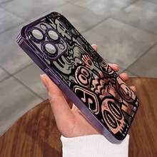 1 funda elegante para teléfono, no incluye cordón ni soporte. Diseño de graffiti en blanco y negro para 16, 16 Pro/16 Plus/16 Pro/15 Plus/15 Pro/15 Pro/14 Plus/14 Pro/14 Pro/13 Pro. Funda transparente de alta calidad para 13 Pro, funda suave. - Morado - Ver 1