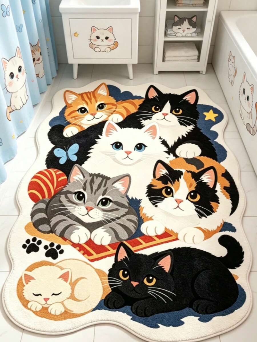 1件可爱猫咪家庭艺术地毯,个性化美学风格装饰地毯,温馨治愈礼物,ins风空间美学氛围垫,现代简约软装点缀门垫,小地毯,地垫,家居装饰,小地毯,户外地垫,卧室地毯,可水洗地毯 - 彩色 - 查看 1