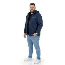 Men's Plus Size Lined Twill Jacket With Pockets - Blue - View 2