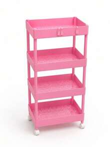 Pink Aesthetic Multipurpose Organizer Cart | 4 Tiers With Wheels - Pink - View 5