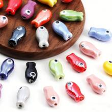 20/40pcs Charm Fish Ceramic Beads Loose Spacer Beads For DIY Jewelry Making Bracelets Earrings Necklaces And Phone Charms Accessories - 10x19mm - View 5