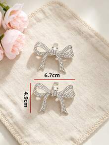 2pcs Detachable Shoe Decor White Rhinestone Metal Bow-Shaped Removable DIY Shoe Accessories Fashion Elegant Shoe Clips Buckles Black White Red Silver High Heels Shoes Women Shoes Decoration For Office Business - Silver - View 7