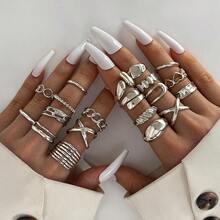 20Pcs Minimalist Gold Stackable Ring Set, Asymmetric Hollow Twist Chain Multi Style Knuckle Rings, Women Stacking Finger Jewelry - 20pcs - View 4