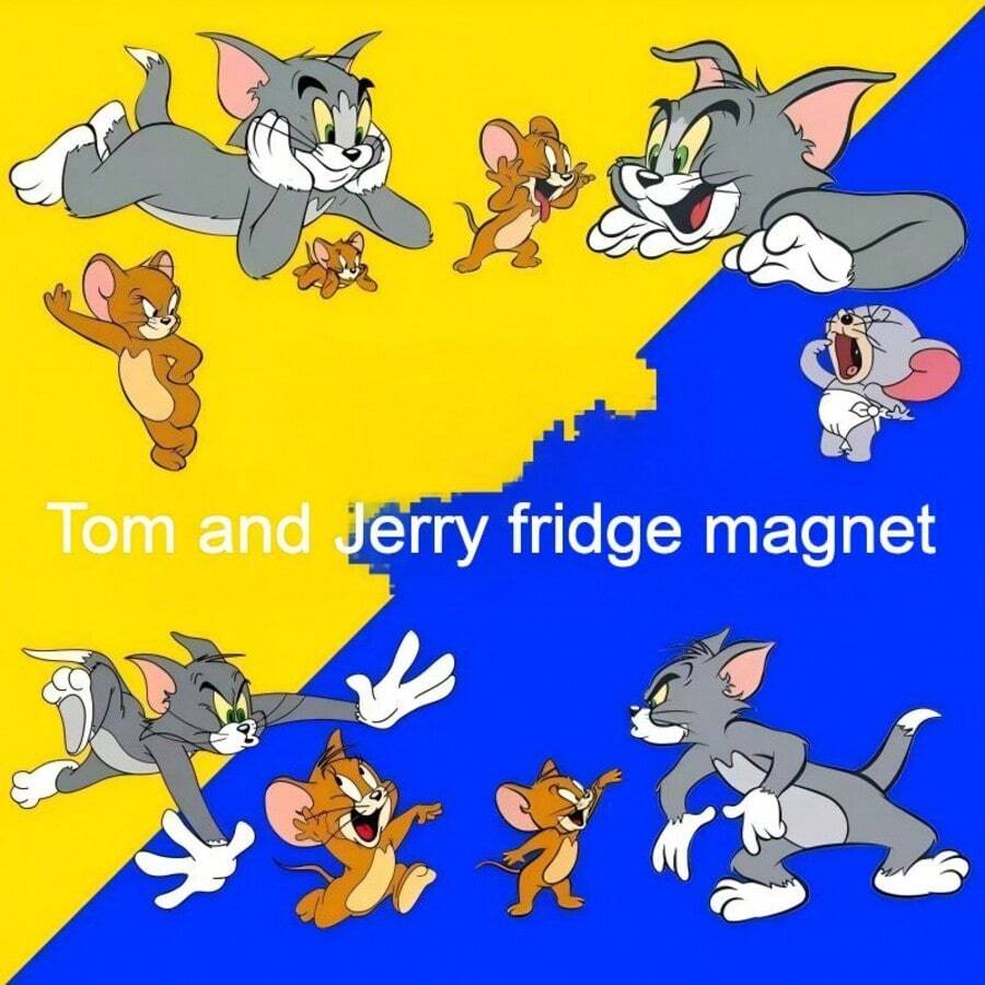 Warner Bros 2pcs Tom And Jerry Creative Magnetic Fridge Magnets, Fun Cartoon Refrigerator Magnets, Vintage Cartoon Decor, Suitable For Kitchen And Home Room Decoration (Random Style)