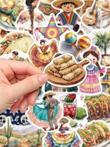 50pcs Mexican Themed Stickers For Tablet Suitcase Laptop Cases Scrapbooks Storage Boxes Decorative DIY Graffiti Stickers - A - View 8