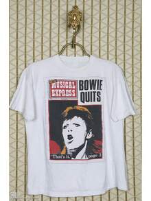 Camiseta vintage rara de , camiseta blanca, suave y delgada, de la era Pin Ups /  Sane / Ziggy , Glam, punk, New Wave, Quits. - Blanco - Ver 1
