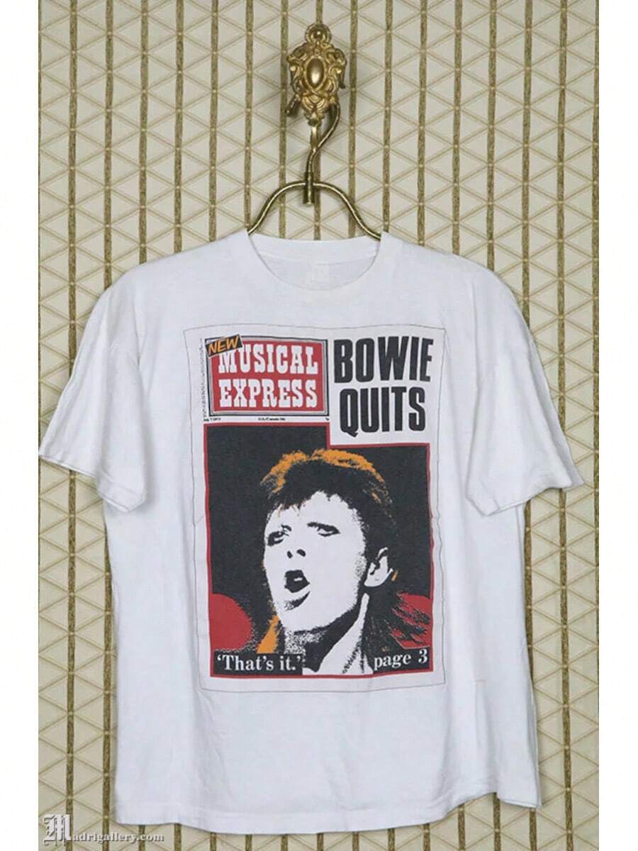 Camiseta vintage rara de , camiseta blanca, suave y delgada, de la era Pin Ups /  Sane / Ziggy , Glam, punk, New Wave, Quits. - Blanco - Ver 1