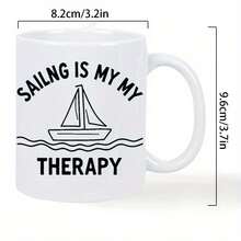desde México]Taza de cerámica | Diseño Náutico de Velero Navegación es Mi Relájate". Taza de Café Blanca Aislante para Bebidas Calientes, Lavar a Mano únicamente, Regalo Perfecto para Marineros y Amantes del Mar, Decoración Costera para el Hogar, Diseño Minimalista, Acabado de Alta Calidad, Coleccionistas Marítimo - Imagen 1 pieza - Ver 3