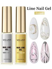XEIJAYI 10ml Gold & Silver Nail Art Line Gel Semi-Permanent UV/LED Nail Polish Painting Gel DIY Nail Art Liner Gel Tool Women's Gift - Multicolor - View 11