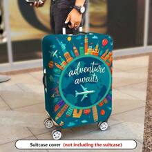 Adventure City Aircraft Print Luggage Cover, Fits 20-28 Inch Suitcase, Washable Travel Protector For Holiday & Business Trips, Durable Checked Baggage - 混合色 - 查看 8