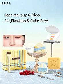 OEIEZ 6pcs Korean Style Makeup Set, Triangle Foundation Brush, Multiple Makeup Sponges, Disposable Color Mixing Paper, Portable Travel Makeup Kit - Multicolor - View 3