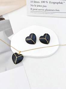 Exquisite Stainless Steel Enamel Earring & Necklace Set, Crafted From Premium Hypoallergenic Material. Perfect Match For Blouses, Tees And Blazers - Multicolor - View 6