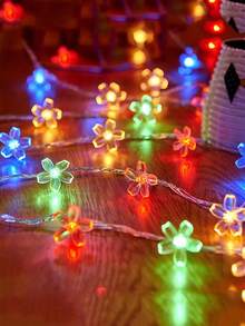 1pc 3 Meters 20LED Room Decoration LED String Lights, Battery Powered Fairy Lights, Rose And Cherry Blossom Shaped Lights, Home Birthday Wedding Independence Day Decor – Bedroom Office Graduation Ceremony Romantic Atmosphere Decoration, LED Lights - Clear - View 7