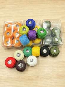 6pcs/Box Solid Color Lace Thread, Mini Spools, Approx. 25m/Spool, Boxed Cross Stitch Cotton Thread, Multi-Color Ball-Shaped Pure Cotton Embroidery Thread Set, Suitable For Crafters And Sewing Classes, Casual Country Style Handmade Accessories - Solid Color No. 8 Lace Thread - View 1