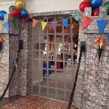 1pc Medieval Theme Party Decoration 34*59inch Prison Fence Door Curtain Medieval Castle Theme Birthday Backdrop Renaissance Party Decoration Knight Castle Birthday Photo Prop Background Suitable For Birthday Parties, Baby Showers, Room Decoration - A - View 6