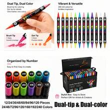 ZIBEEF Acrylic Marker Set, 24pcs Professional Color Series - 6 Color Schemes Available, 0.7mm Ultra-Fine Tip Premium Ink & Dual-C, First Day Of School - Multicolor - View 8