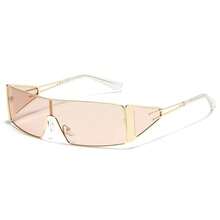 New Full-Frame Glasses For Women, Featuring An Irregular Shape, Fashionable Metal Frame, And Colorful Lenses, Perfect For Artistic Men. - 茶 - 查看 6