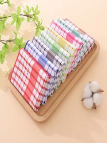 1 pieza/12 piezas Paño de cocina/Estropajo estampado a cuadros moderno, Toalla de cocina, Microfibra ultrasuave, Alta absorción, Color dopamina, Tecnología de impresión 3D, Colores vibrantes, Lavable y duradero, Adecuado para cocina, sala de té, sala de estar - Multicolor - Ver 5