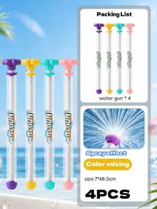 45cm (4pcs/1pc) Summer ABS Water Gun, Suitable For Swimming Pool Parties, Beach Games. Pull-Out Design, Large Water Tank, Applicable For Swimming Pools, Beaches, Lawns And Water Parks., Beach Essentials, Pool Float - Multicolor - View 14