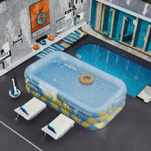 Kolam Renang Luar Ruangan Besar dan Tebal, Cocok untuk Acara Keluarga, Halaman Luar Ruangan, Dilengkapi Perosotan, Bahan PVC - C - View 4