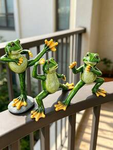 3-Piece Resin Yoga Frog Decorative Set, Home Decor, Holiday Gift, A Present For Frog Lovers, Seasonal Home Decoration, Office Desktop Decoration, Outdoor Garden Decoration. - New Model - View 5