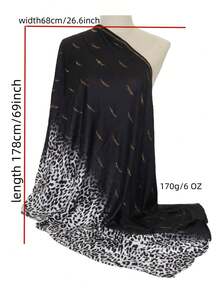 1pc Women's Knitted Leopard Print Ombre Long Hijab Headscarf With Rhinestone Decor, Super Soft Fabric, Middle Eastern Style - Leopard Print Rhinestone Long Scarf In Multiple Colors - View 9