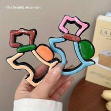 Cute Painted Hair Clip, Korean Style, Women's Hair Clip, New Hollow Shark Head Shaped Hair Accessory - 猩紅色 - 查看 3