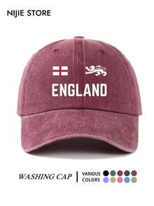 1PC England Pattern Design Printed Baseball Cap, Washed Vintage Baseball Cap Sun Protection Hat, Fashion Sun Hat, Unisex Adjustable Size Vintage Washed Baseball Cap, Vacation Essential Suitable For Daily Outings, Travel, Outdoor Sports And Other Scenes, Creative Gift For Friends And Family. - A - View 4