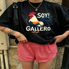 Cute Daily Casual Graphic T-Shirt 100% Cotton Oversized Soft Breathable Casual Crewneck Short Sleeve Top Street Style Aesthetic Daily Fashion Lovers Casual Wearers Daily Outfit Enthusiasts Gift Givers - 黑色 - 查看 18